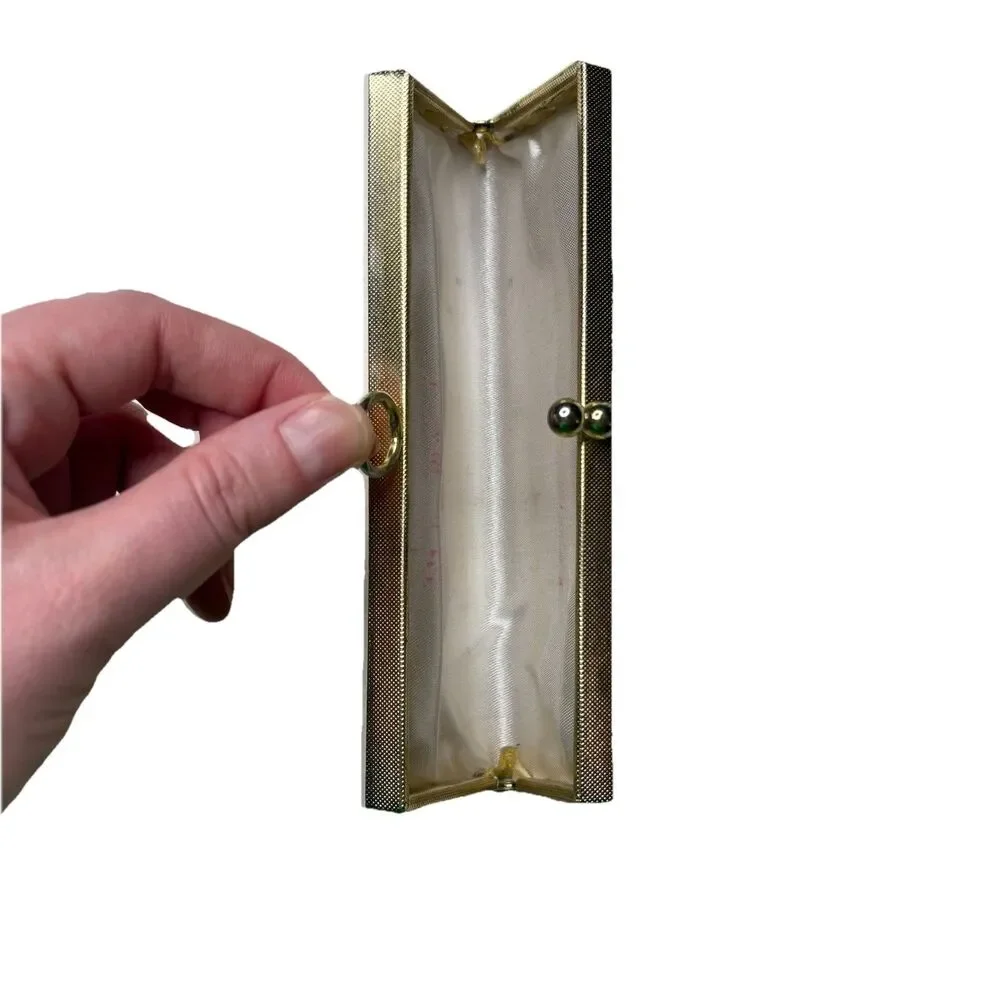 Vintage Original 50s Women's White Gold Purse Evening Wallet Clutch Cocktail